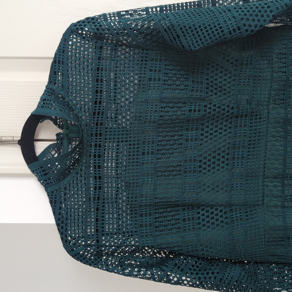 Dark green mesh pattern dress Large - Picture 2 of 8